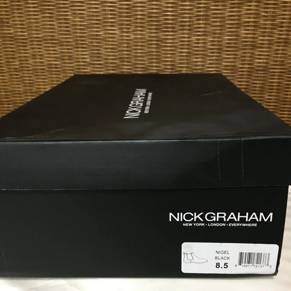 Nick Graham Black Nigel Ankle Boot Mens Size 8.5 -NIB